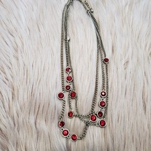 **Chico's red/silver color necklace.